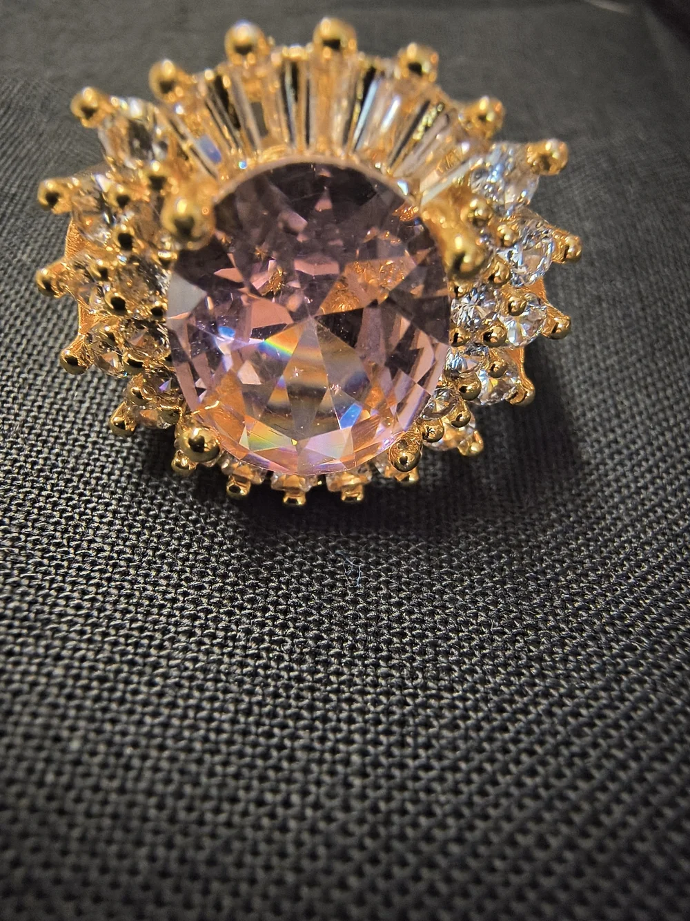 Gold-Tone Purple Crystal Statement Ring - Women's Fashion Jewelry